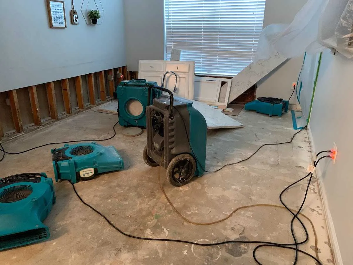 Dehumidifier in flood-cut room for Water Damage Restoration in Blacksburg